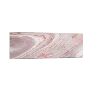 Glasbild - Bild auf glas - Abstrakte Wellen in zarten Rosa- und Beigetönen - 160x50cm - Rosa Flüssigkeit - Moderne Wanddekoration für Wohnzimmer und Schlafzimmer ARTTOR
