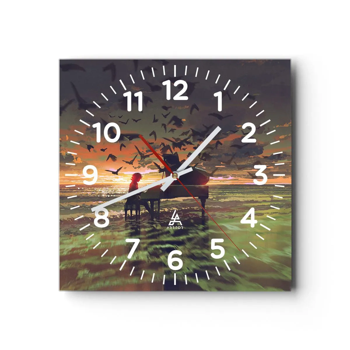 Wanduhr - Glasuhr - Konzert für Klavier und Wellen - 30x30 cm