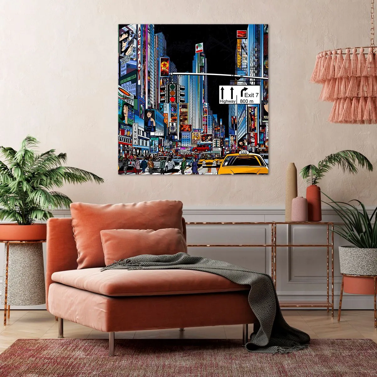 Bild auf Leinwand - Leinwandbild - Comicbuch große Nacht - 40x40 cm