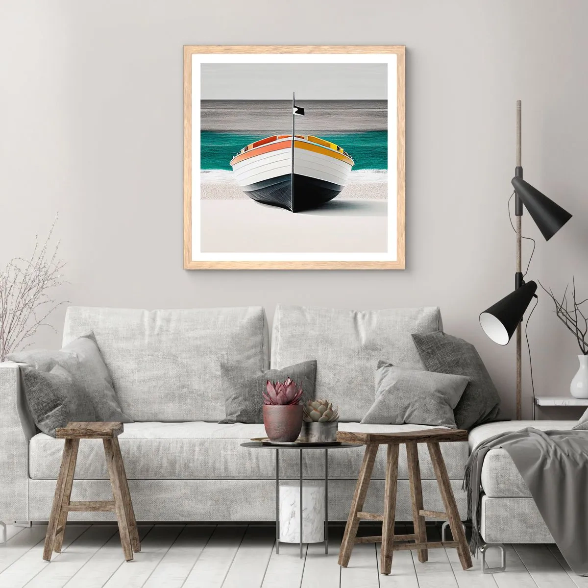 Poster in einem Rahmen aus heller Eiche - An seinem Platz - 30x30 cm