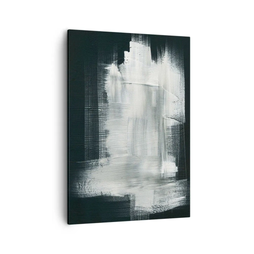 Bild auf Leinwand - Leinwandbild - Weiße abstrakte Striche auf dunklem Hintergrund - 50x70cm - Vertikal und horizontal gewebt - Moderne Wanddekoration für Wohnzimmer und Schlafzimmer ARTTOR