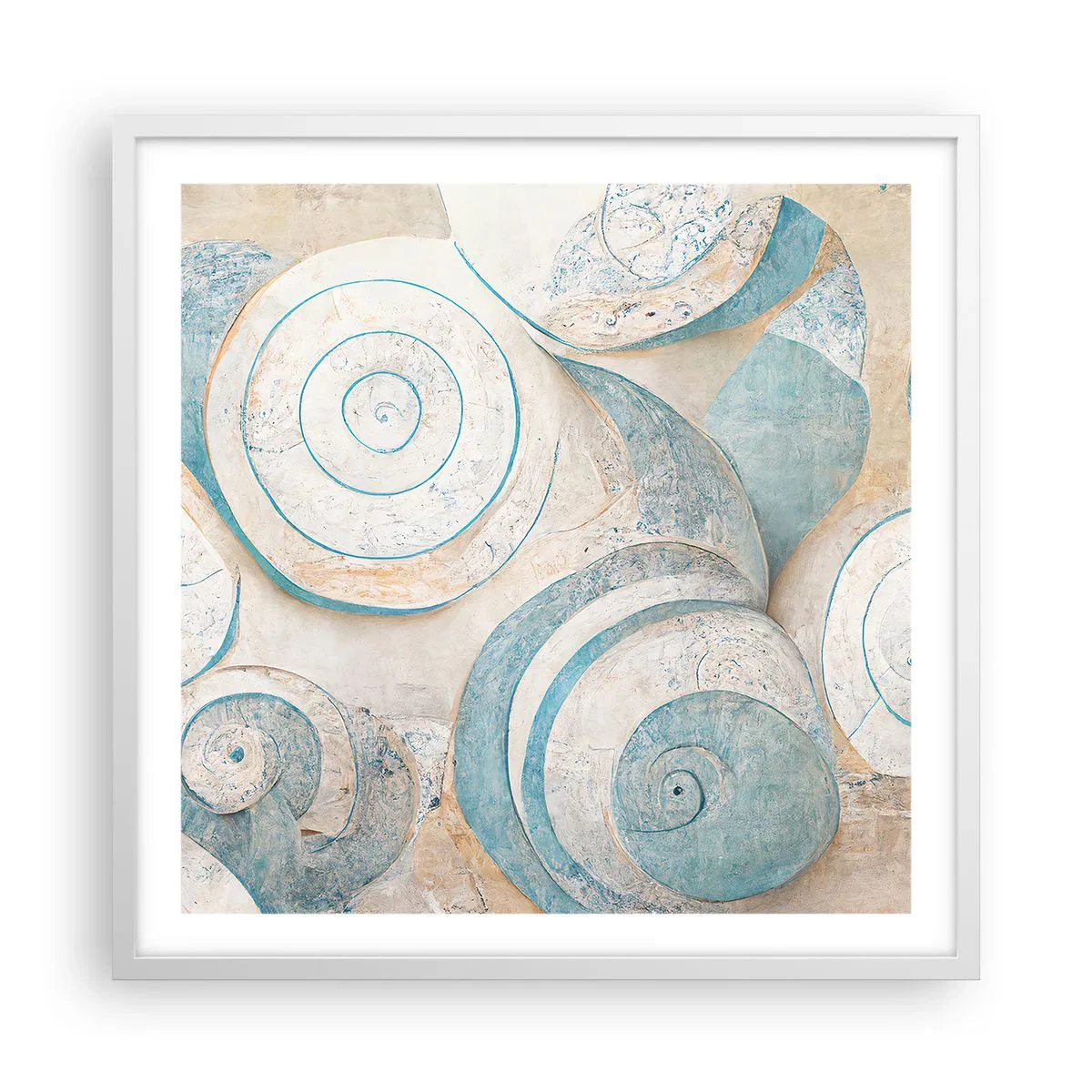 Poster in einem weißen Rahmen - Was verbirgt sich in der Muschel? - 60x60 cm