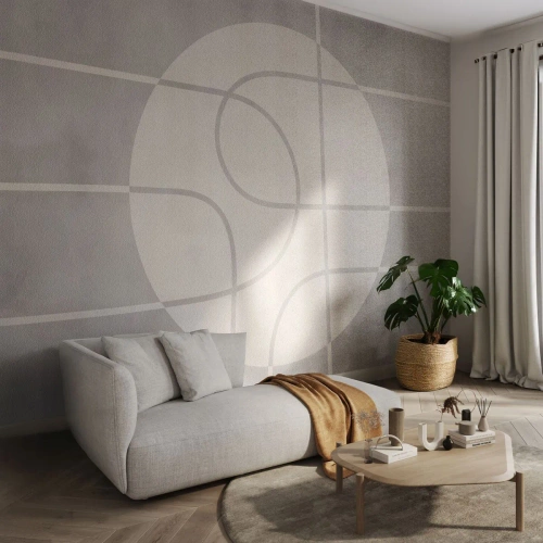 Fototapete Premium Sand - Kreisförmig und geradeaus - Hell, Minimalistisch, Rad - 350x256 cm