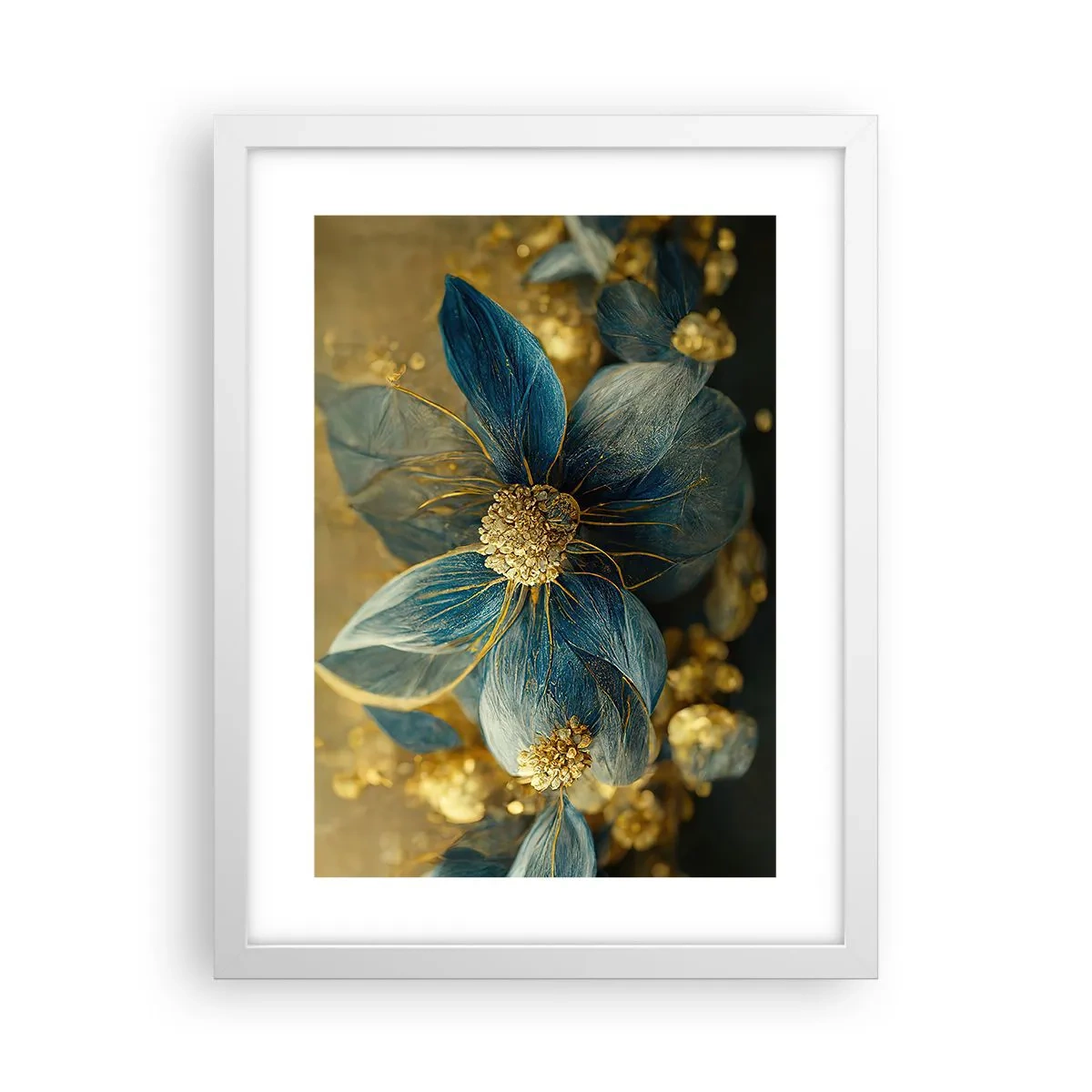 Poster in einem weißen Rahmen - Mit Gold blühen - 30x40 cm