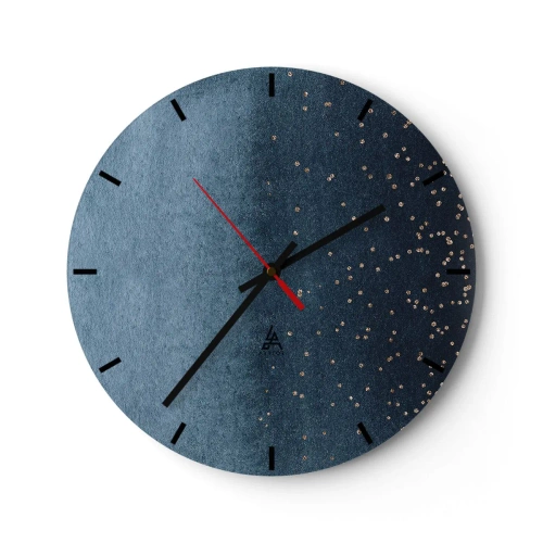 Wanduhr - Glasuhr - Marineblaue Textur mit winzigen goldenen Punkten - 30x30cm - Komposition - blaue Phasen - Moderne Wanddekoration für Wohnzimmer, Küche und Schlafzimmer ARTTOR