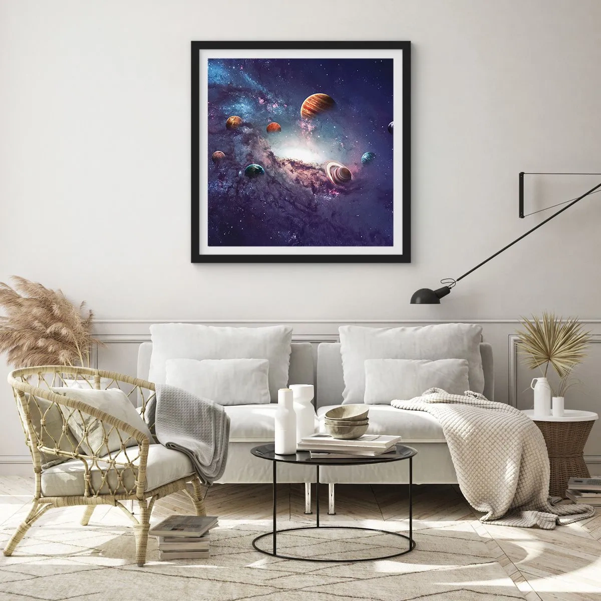 Poster in einem schwarzem Rahmen - Solar-Tanz-System - 50x50 cm