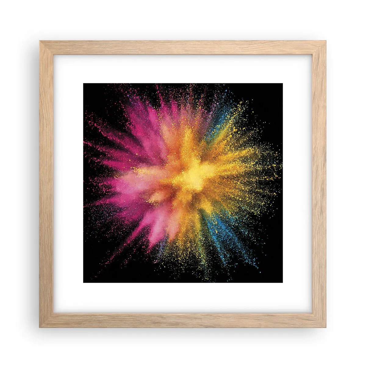 Poster in einem Rahmen aus heller Eiche - Die Geburt der Farben - 30x30 cm
