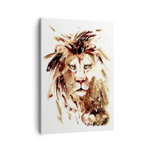 Bild auf Leinwand - Leinwandbild - Aquarellporträt eines Löwen mit intensiven Details - 50x70cm - Stärke und Würde - Moderne Wanddekoration für Wohnzimmer und Schlafzimmer ARTTOR
