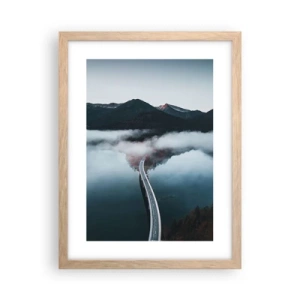 Poster in einem Rahmen aus heller Eiche - Über Wasser so glatt wie ein Spiegel - 30x40 cm