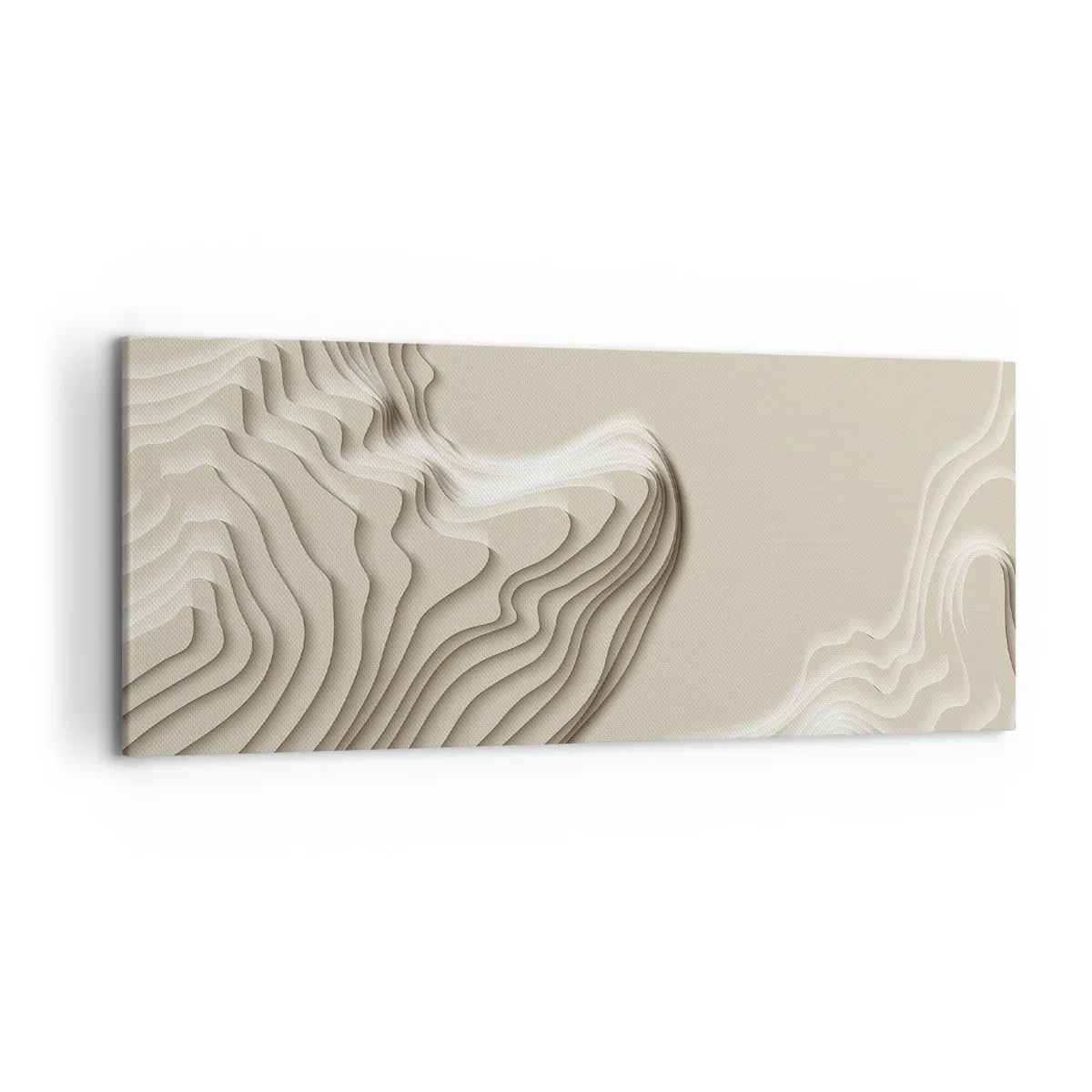 Bild auf Leinwand - Leinwandbild - Ein abstraktes Muster in Beigetönen mit linearer Wirkung. - 120x50cm - Topographie der Kunst - Moderne Wanddekoration für Wohnzimmer und Schlafzimmer ARTTOR