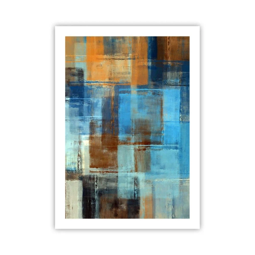 Poster - Abstrakte geometrische Muster in Blautönen - 50x70cm - Durch den blauen Schleier - Moderne Wanddekoration für Wohnzimmer und Schlafzimmer ARTTOR