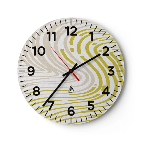 Wanduhr - Glasuhr - Komposition mit sanfter Biegung - 30x30 cm