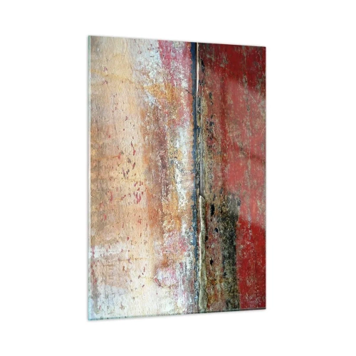 Glasbild - Bild auf glas - Abstrakte Textur in Rot- und Ockertönen - 50x70cm - Vielleicht liegt es am Meer - Moderne Wanddekoration für Wohnzimmer und Schlafzimmer ARTTOR