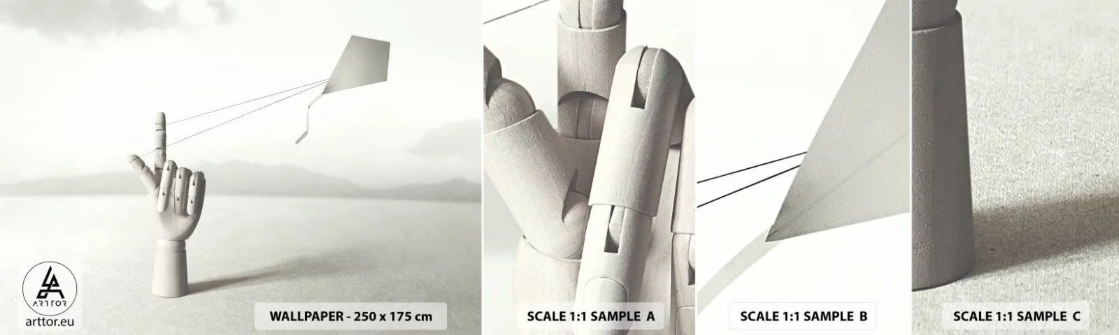 Fototapetenmuster Standard Eco - Kraftprobe - Abstraktion, Hand, Drachen - 100x30 cm