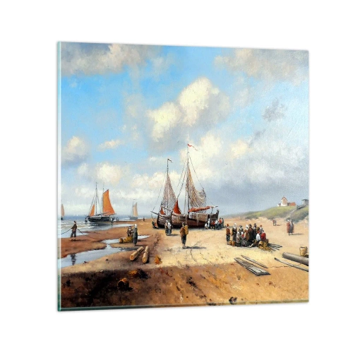 Glasbild - Bild auf glas - Nach einem erfolgreichen Fischfang - 30x30 cm