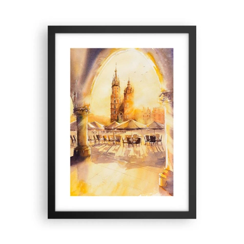Poster in einem schwarzem Rahmen - Östlich über dem Krakauer Marktplatz - 30x40 cm