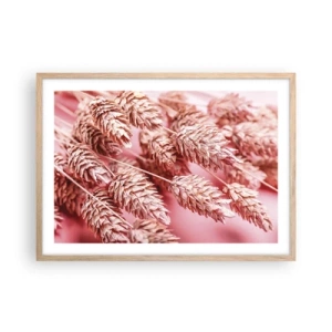 Poster in einem Rahmen aus heller Eiche - Eine Blumenkaskade in Rosa - 70x50 cm