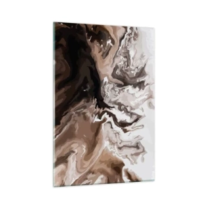 Glasbild - Bild auf glas - Abstraktion in Brauntönen mit dynamischen Linien - 80x120cm - Farbkontrast - Moderne Wanddekoration für Wohnzimmer und Schlafzimmer ARTTOR