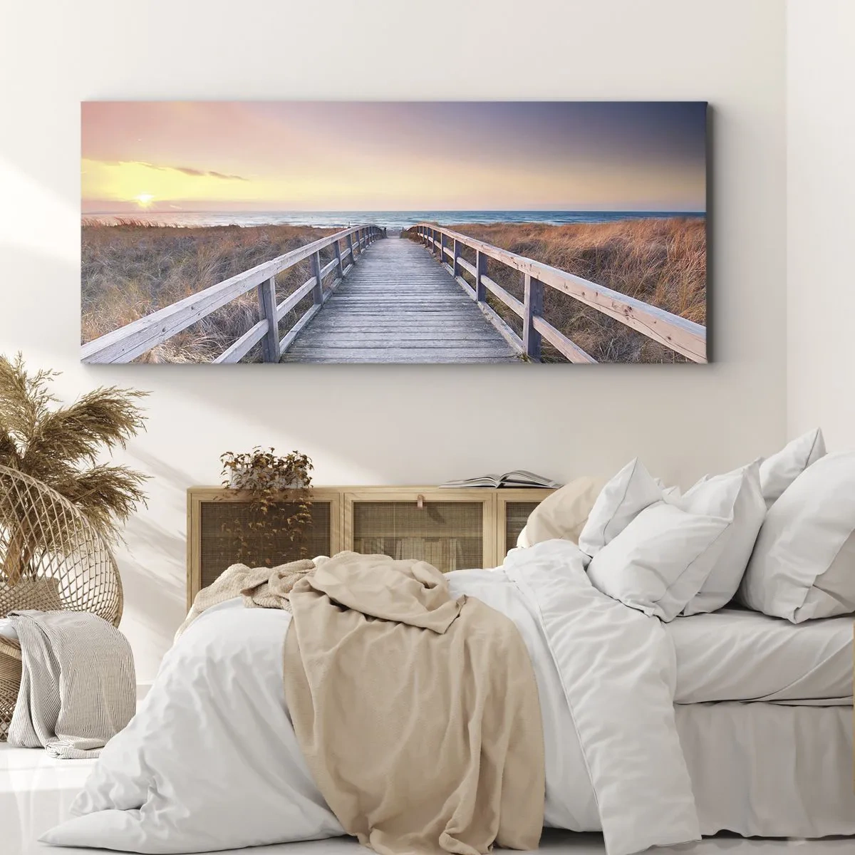 Bild auf Leinwand - Leinwandbild - Baltische Abend-Aurora - 100x40 cm