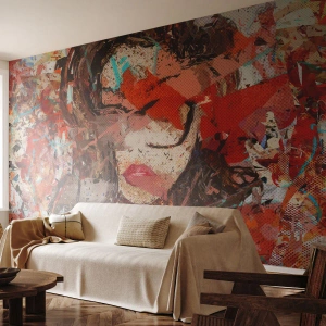 Fototapete Premium Canvas - Niemand weiß, was du wirklich bist - Abstraktion, Porträt einer Frau, Grafik - 350x256 cm