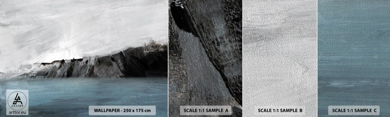 Fototapeten Muster Premium Sand - Wasser – Erde: Kampf der Naturelemente - Küste, Landschaft, Meer - 100x30 cm