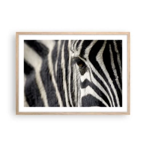 Poster in einem Rahmen aus heller Eiche - Gestreiftes Porträt - 70x50 cm