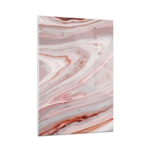 Glasbild - Bild auf glas - Abstraktes Muster in Rosa- und Brauntönen - 50x70cm - Rosa Flüssigkeit - Moderne Wanddekoration für Wohnzimmer und Schlafzimmer ARTTOR