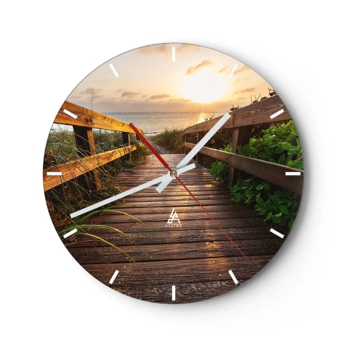 Wanduhr - Glasuhr - Und direkt ans Ufer - 40x40 cm