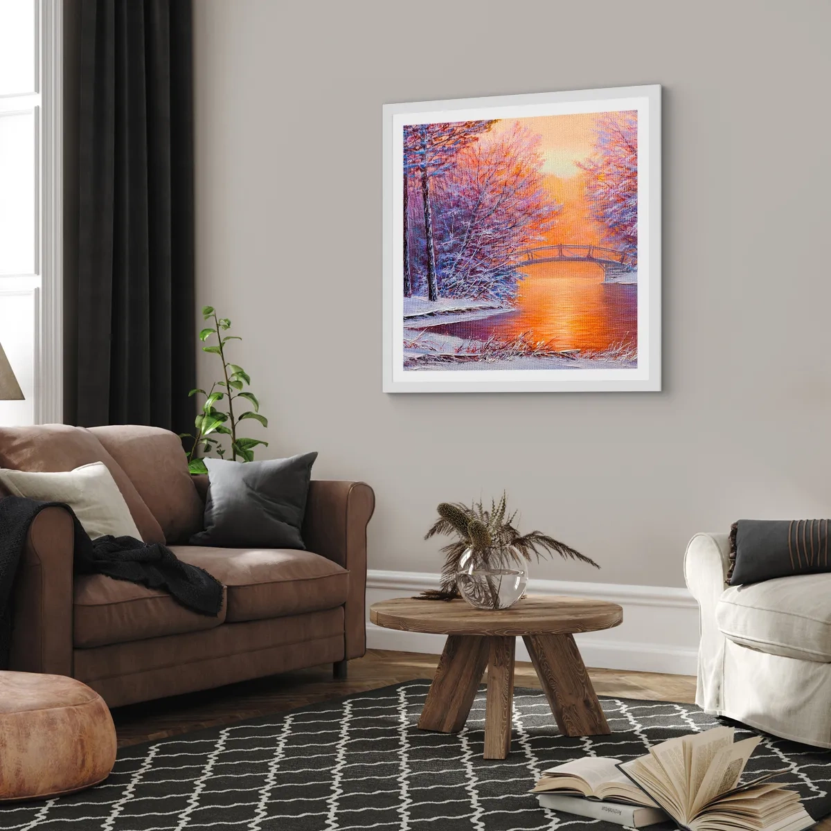 Poster in einem weißen Rahmen - Treffen wir uns hier - 40x40 cm