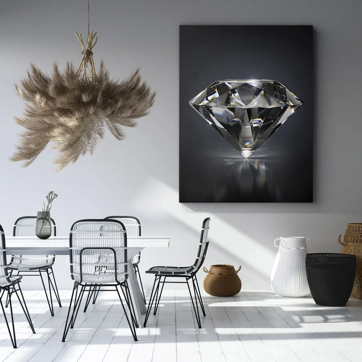 Bild auf Leinwand - Leinwandbild - Eine künstlerische Interpretation eines Diamanten auf dunklem Hintergrund - 80x120cm - Beste Freundin - Moderne Wanddekoration für Wohnzimmer und Schlafzimmer ARTTOR