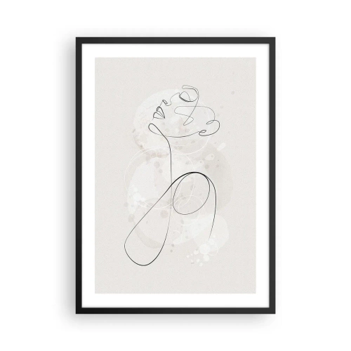 Poster in einem schwarzem Rahmen - Die Konturlinie der Figur vor dem Hintergrund zarter Pastellformen - 50x70cm - Die Spirale der Schönheit - Moderne Wanddekoration für Wohnzimmer und Schlafzimmer ARTTOR