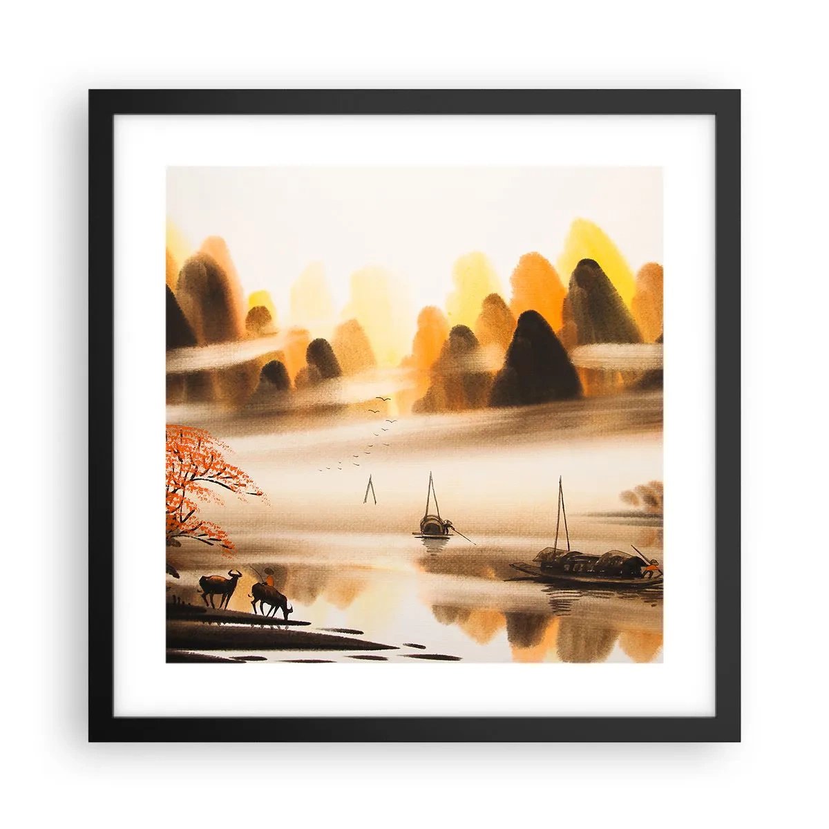 Poster in einem schwarzem Rahmen - Weiter als im Fernosten - 40x40 cm