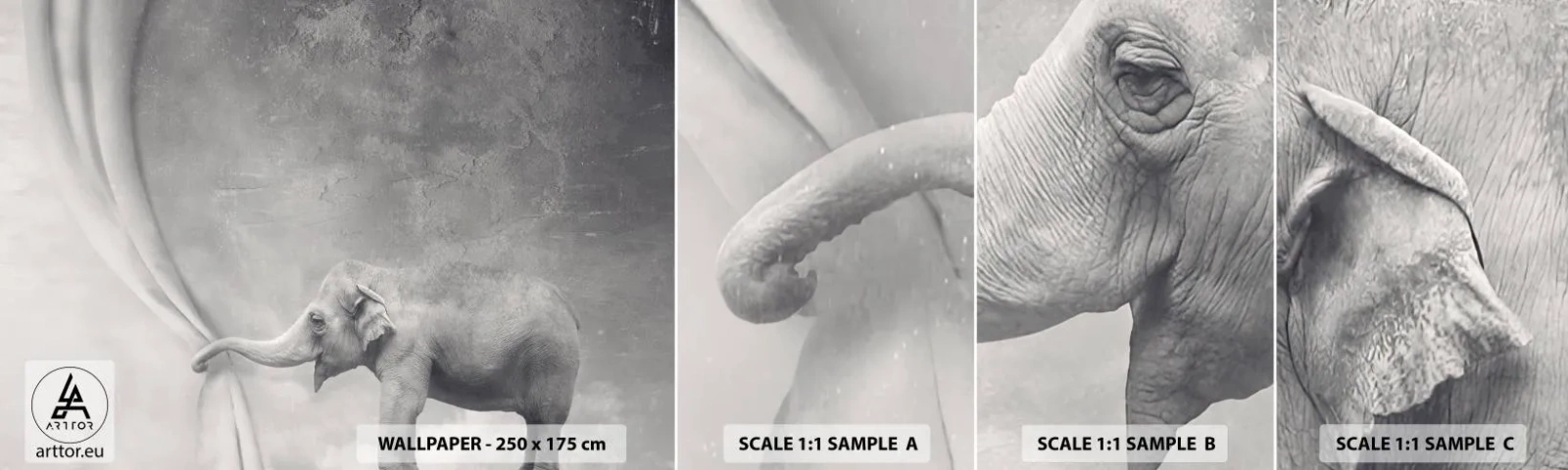 Fototapeten Muster Selbstklebend Deluxe Sticker - Enthülle das Geheimnis - Abstraktion, Elefant, Grafik - 100x30 cm