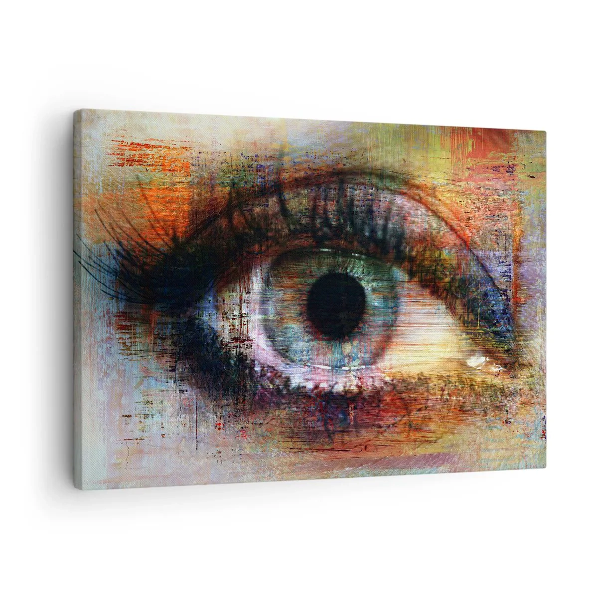 Bild auf Leinwand - Leinwandbild - Künstlerisches Auge in mehrfarbiger Abstraktion - 70x50cm - Du kannst in die Seele sehen - Moderne Wanddekoration für Wohnzimmer und Schlafzimmer ARTTOR