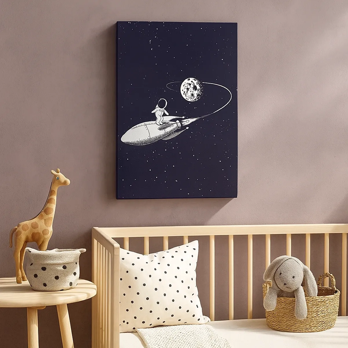 Bild auf Leinwand - Leinwandbild - Astronaut auf einer Rakete im Weltraum - 50x70cm - Weltraumsurfer - Moderne Wanddekoration für Wohnzimmer und Schlafzimmer ARTTOR