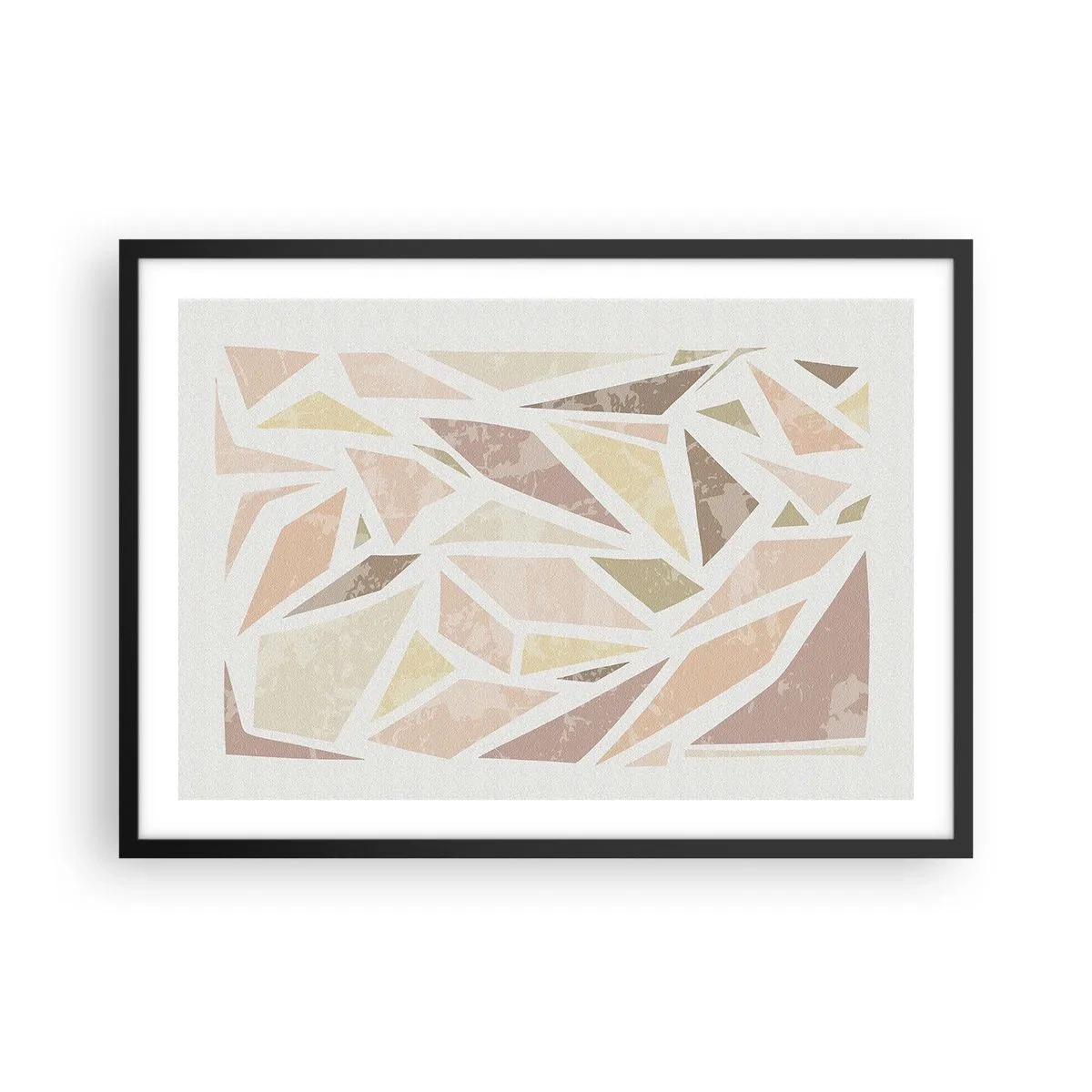 Poster in einem schwarzem Rahmen - Abstrakte geometrische Formen in Pastellfarben - 70x50cm - Buntglas-Komposition - Moderne Wanddekoration für Wohnzimmer und Schlafzimmer ARTTOR