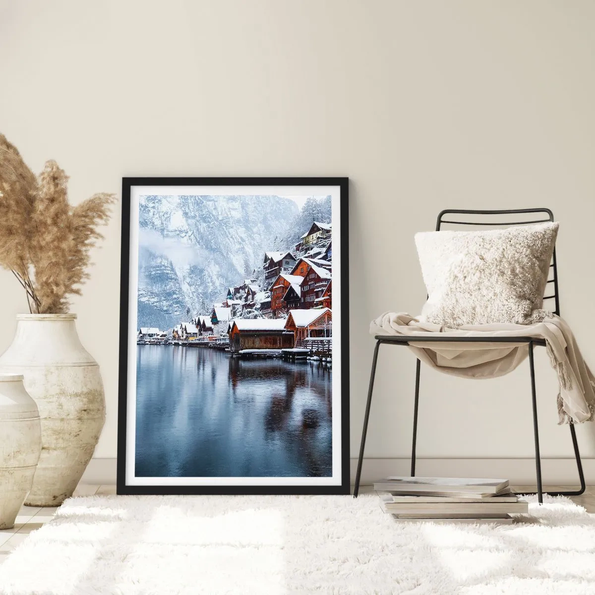 Poster in einem schwarzem Rahmen - In winterlicher Dekoration - 61x91 cm