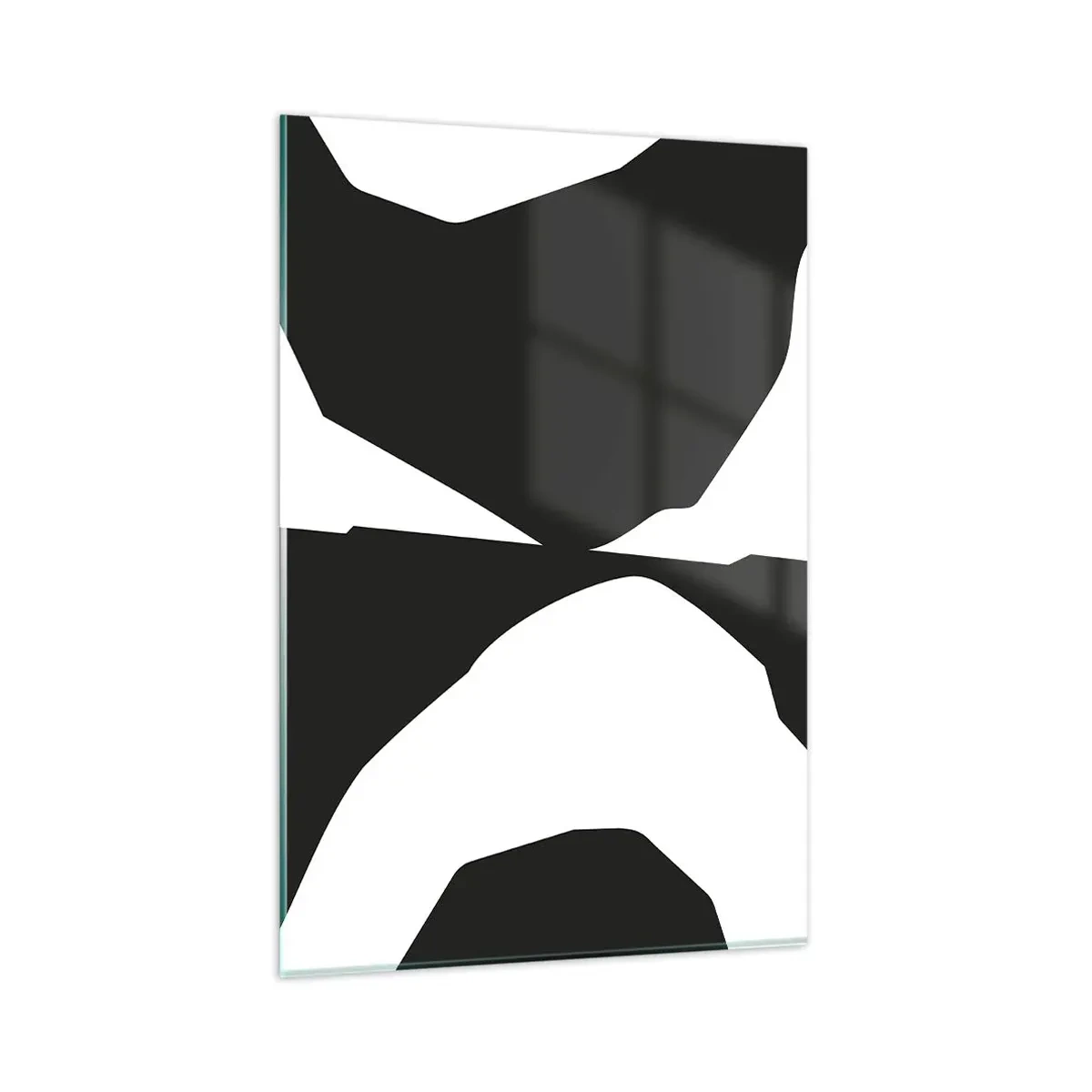Glasbild - Bild auf glas - Abstraktes Kontrastmuster in Schwarz und Weiß - 80x120cm - Positiv negativ - Moderne Wanddekoration für Wohnzimmer und Schlafzimmer ARTTOR
