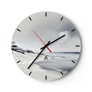 Wanduhr - Glasuhr - Eine minimalistische Strandlandschaft mit Dünen und bewölktem Himmel. - 30x30cm - Für immer zusammen - Moderne Wanddekoration für Wohnzimmer, Küche und Schlafzimmer ARTTOR