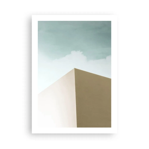 Poster - Ein minimalistisches Gebäude mit zartem Himmel - 50x70cm - Geometrie des sonnigen Sommers - Moderne Wanddekoration für Wohnzimmer und Schlafzimmer ARTTOR