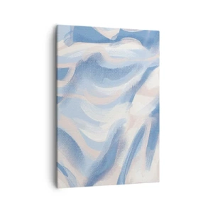Bild auf Leinwand - Leinwandbild - Abstrakte Pinselstriche in Blau- und Beigetönen - 50x70cm - Blaue Wellen - Moderne Wanddekoration für Wohnzimmer und Schlafzimmer ARTTOR