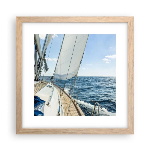 Poster in einem Rahmen aus heller Eiche - Ahoi, Abenteuer - 30x30 cm