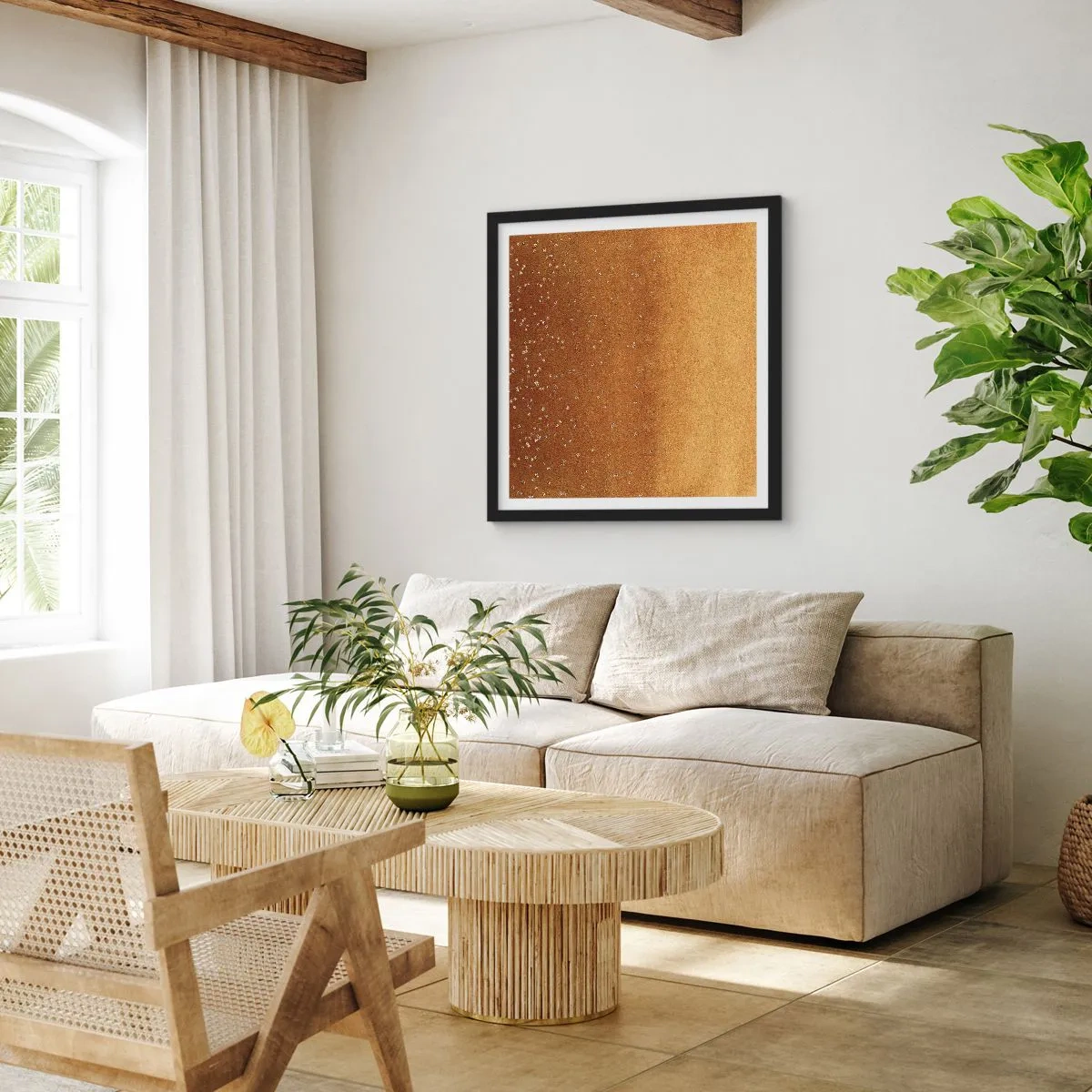 Poster in einem schwarzem Rahmen - Die Geburt des Lichts - 60x60 cm