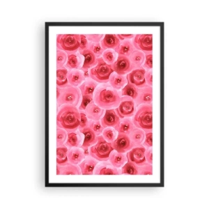 Poster in einem schwarzem Rahmen - Aquarell rosa Rosen im romantischen Stil - 50x70cm - Oben und unten Rosen - Moderne Wanddekoration für Wohnzimmer und Schlafzimmer ARTTOR