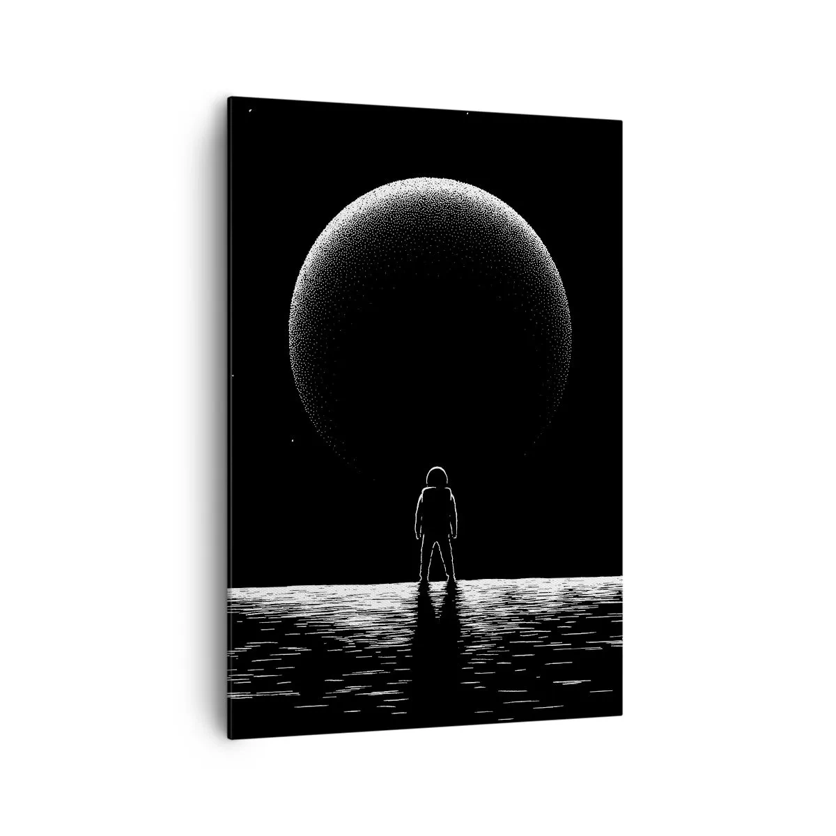 Bild auf Leinwand - Leinwandbild - Ein Astronaut vor dem Hintergrund eines großen Planeten im Weltraum - 70x100cm - Angesicht zu Angesicht - Moderne Wanddekoration für Wohnzimmer und Schlafzimmer ARTTOR