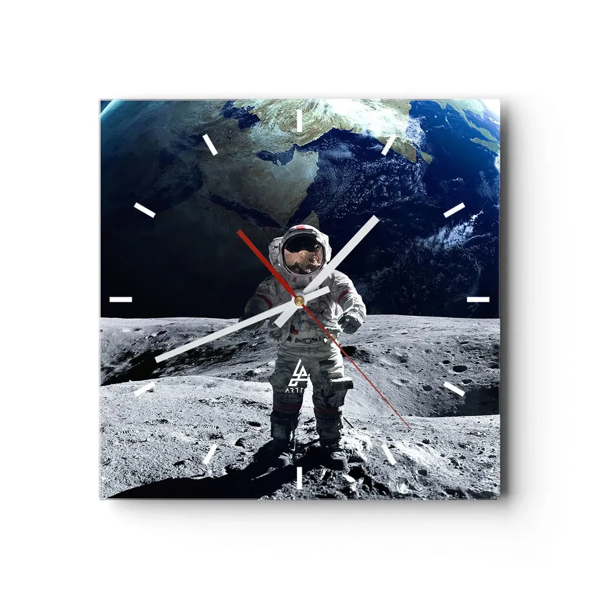 Wanduhr - Glasuhr - Grüße vom Mond - 40x40 cm