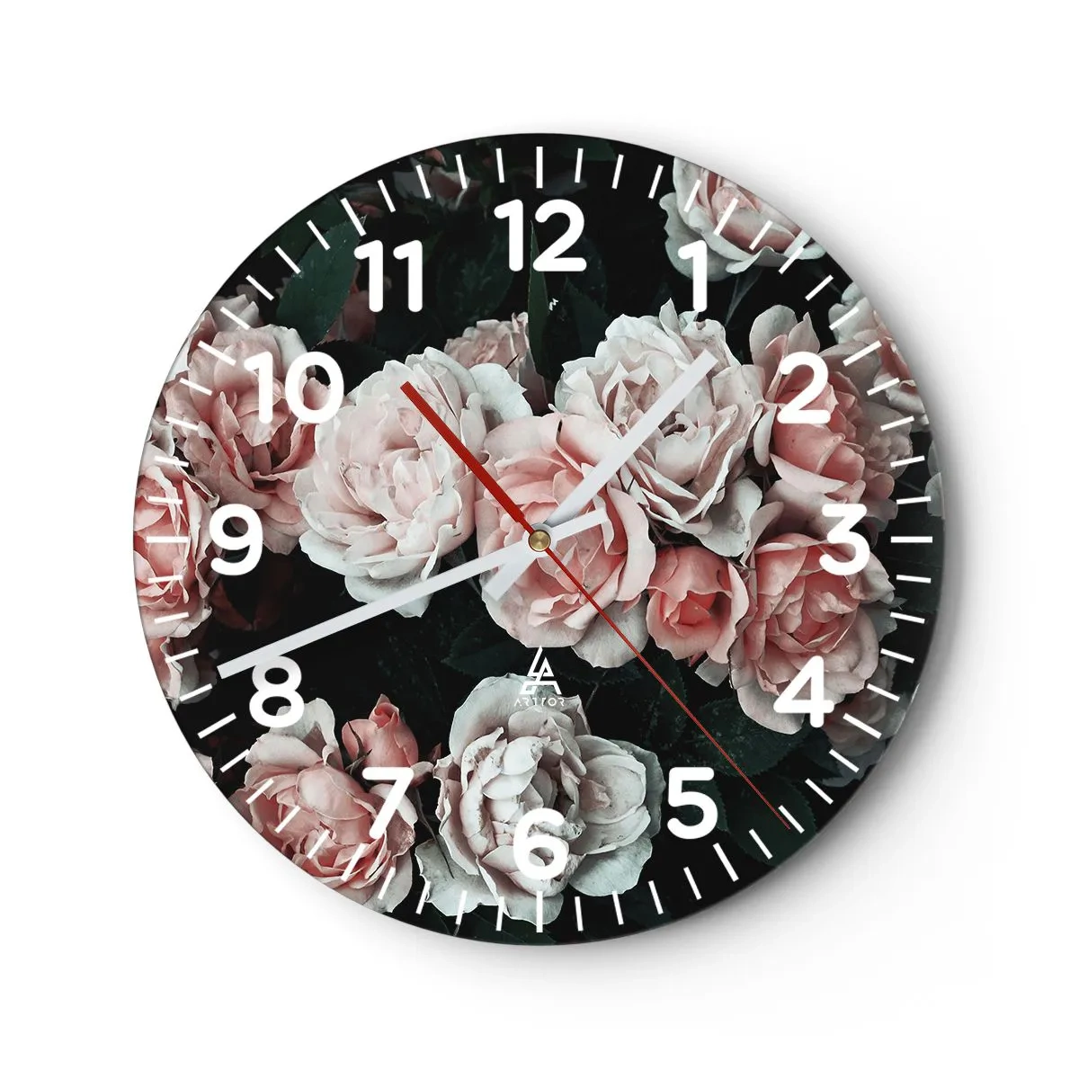 Wanduhr - Glasuhr - Rosen-Ensemble - 30x30 cm