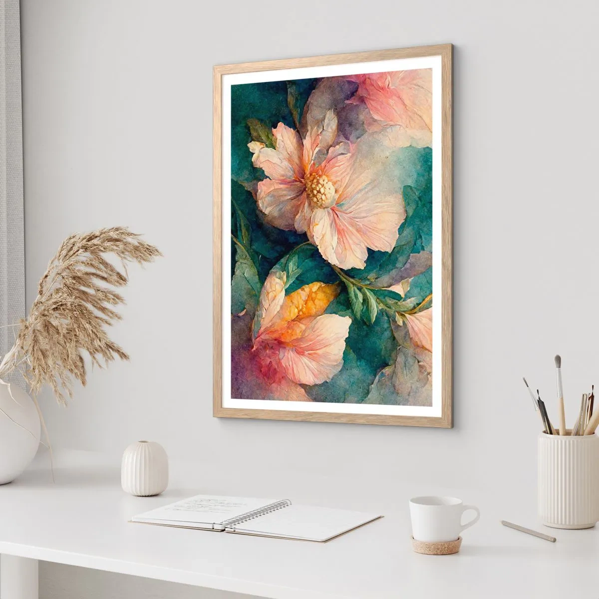 Poster in einem Rahmen aus heller Eiche - Pure Subtilität - 40x50 cm