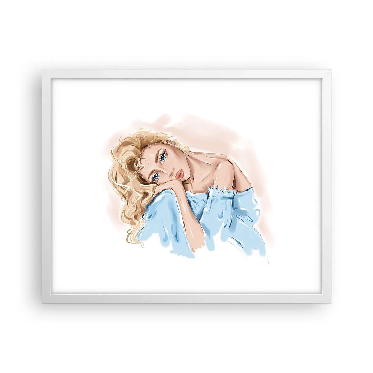 Poster in einem weißen Rahmen - Verträumt im Blau - 50x40 cm