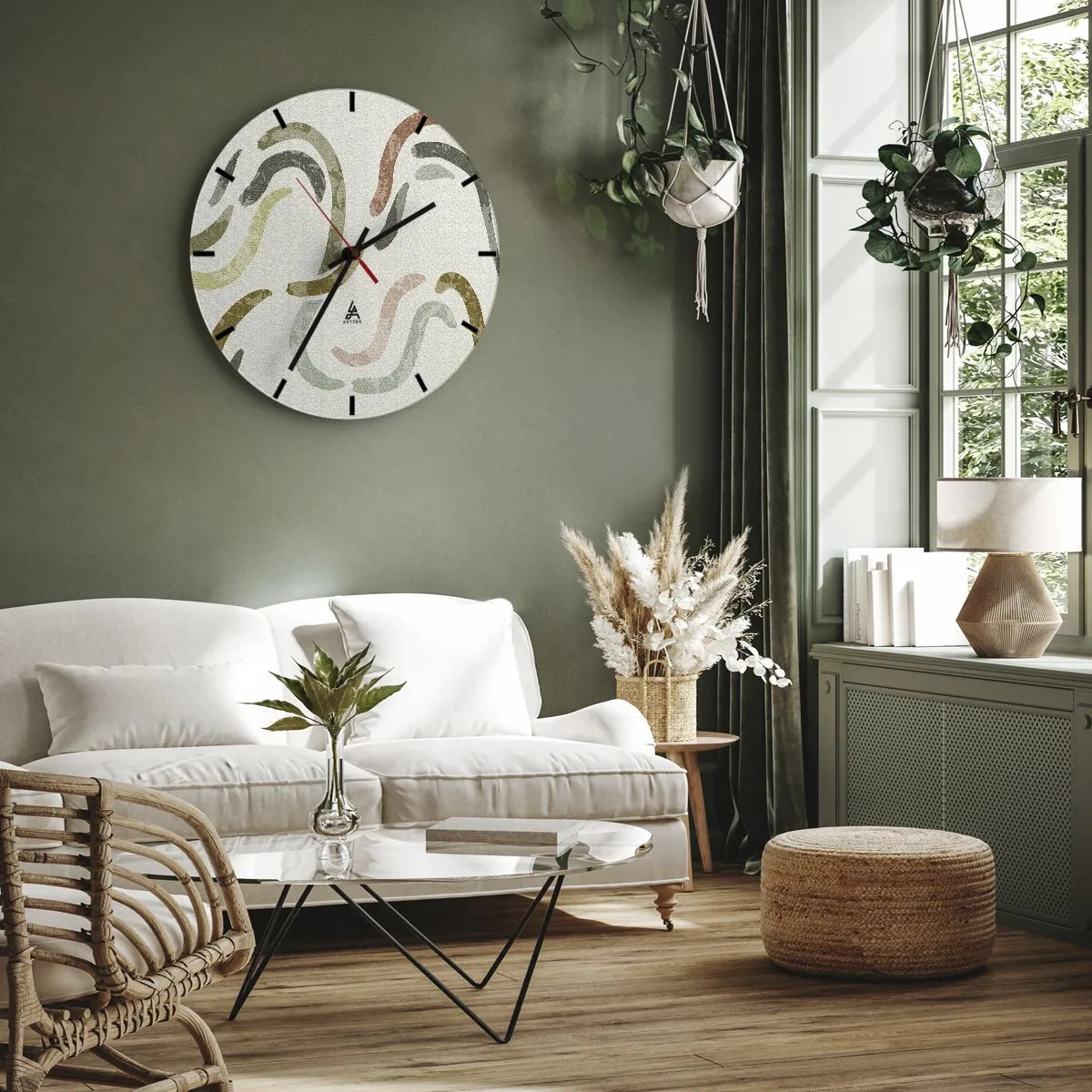 Wanduhr - Glasuhr - Fröhlicher Tanz der Abstraktion - 40x40 cm